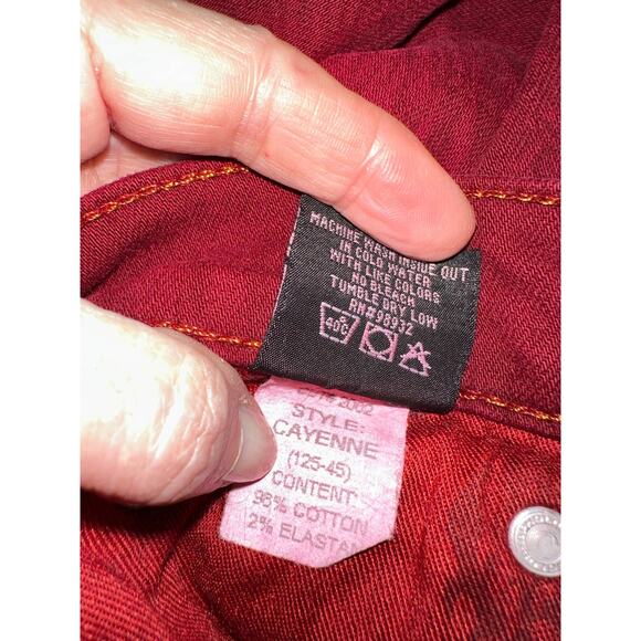 RED ENGINE ORIGINAL VINTAGE DENIM CURRANT DARK RED SUBTLE PATTERN JEANS 29 Y2K - Picture 5 of 8